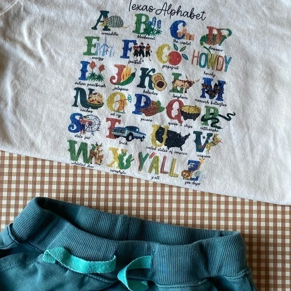 Texas Alphabet toddler t-shirt and shorts‎ set.12-18 Months